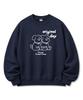 ORIGINALDAY [Fleece Line Option] Forever Friends Oversized Long-Sleeve Sweatshirt Navy