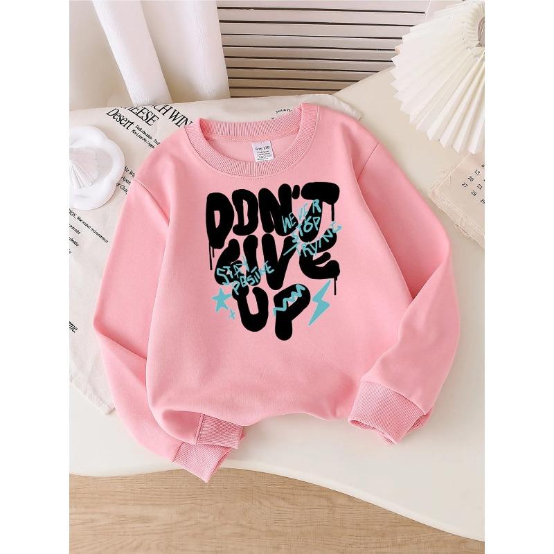 Girls' Fashionable Crewneck Sweatshirt | Autumn and Winter Western Style Top, Long Sleeved T-shirt