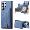 For Samsung Galaxy S25 Ultra Case Magnetic Detachable Zipper Card Holder Leather Phone Back Cover