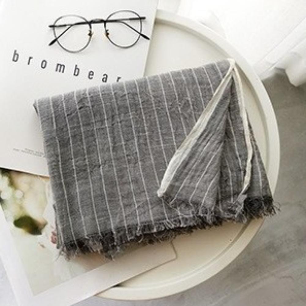 Windproof Winter Cashmere Scarf Thicken Men Scarf Simple Striped Pleated Shawl  Unisex