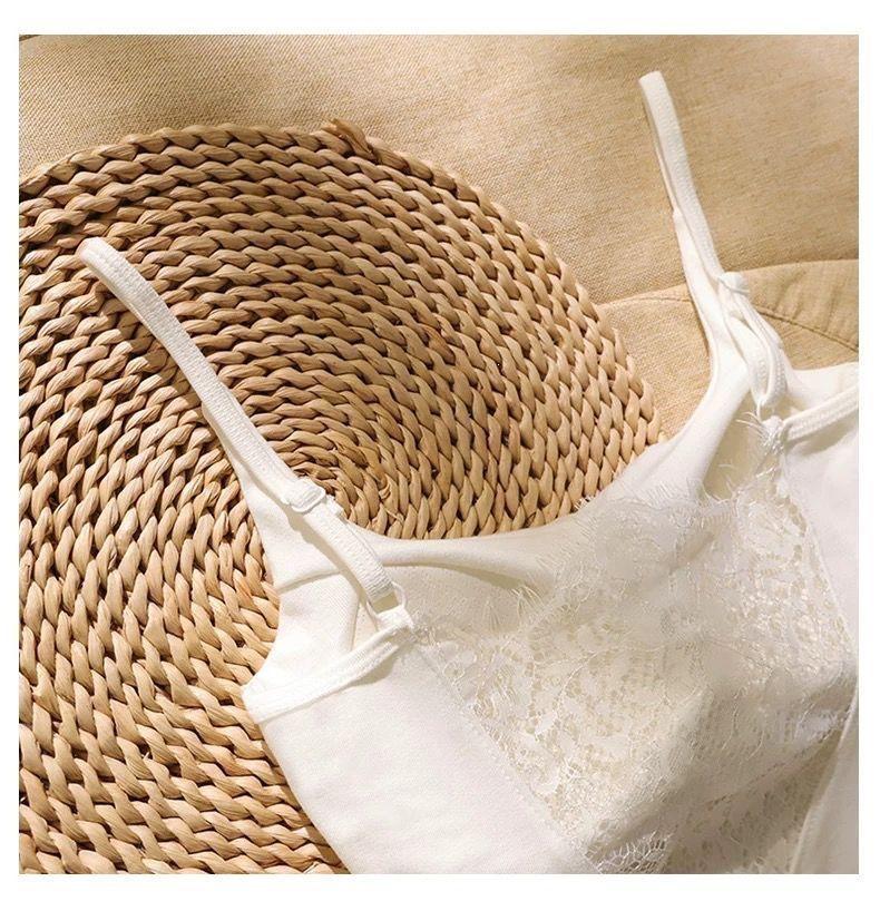 Elegantes Camisole mit Spitzeneinsätzen für Damen: Sommer-Top mit Brustpolstern & sexy Rückendesign