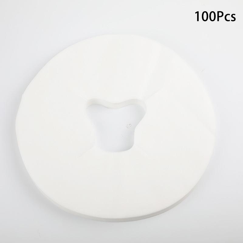 100Pcs Face Pad SPA Pillow Cover Disposable Face Hole Cover Non-Woven Face Cradle Rest Covers