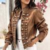Giacca di Jeans da Donna con Collo Alto e Maniche Lunghe Moda Estiva Casual