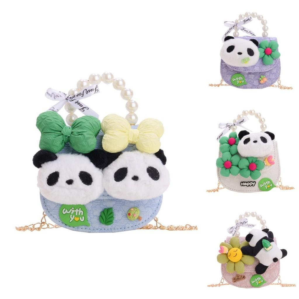 Charming Kids Crossbody Bag Featuring Cartoon Panda And Trendy Chain Design For Daily Use