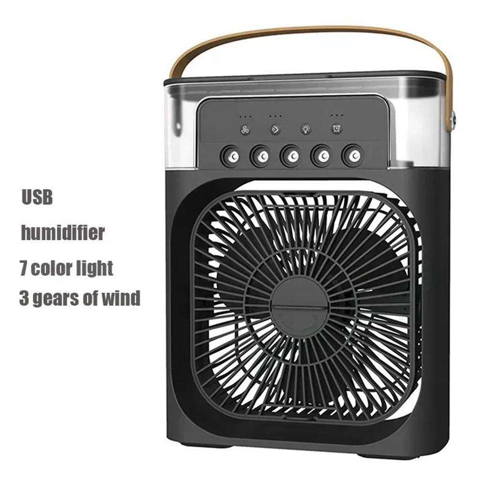 Portable Humidifier Fan Air Conditioners USB Electric Fan LED Night Light Water Mist Fun 3 In 1 Air Cooler Humidifie for Home