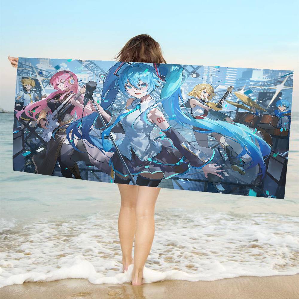 Popular H-Hatsune Singer M-Miku Cute Bath Towel Microfiber Soft Water Absorbing For Girl Kids Decorative Cartoon Beach Towel