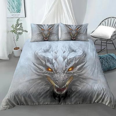 Drachenkopf 3D Bettbezug-Set für Schlafzimmerdekor Drachen Bettwäschesets King Queen Size Bettset Heimtextilien Bettzeug