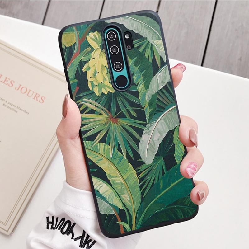 Retro květina z banánového listu, černý silikonový kryt na telefon pro Redmi Note 8 7 Pro S 8T pro Redmi 9 7A
