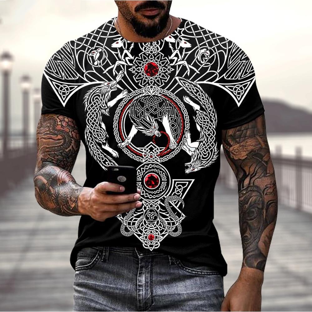 Men s Tops Fashionable Versatile Short Sleeves Printed Comfortable T-Shirts Men’s XS