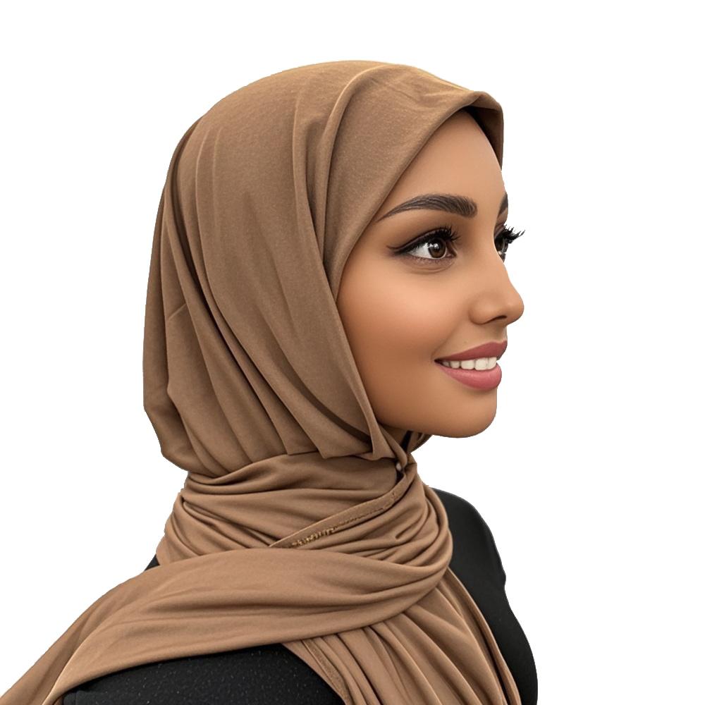 

Мусульманский мгновенный хиджаб Дышащие исламские головные уборы коричневый