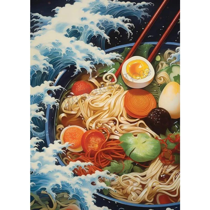 Japon Yemeği Ukiyo-e Ramen Kasesi Dondurma Okyanus Dalgası Duvar Sanatı Poster Tuval Tablo Duvar Sanatı Resimleri Ev Oturma Odası Dekoru