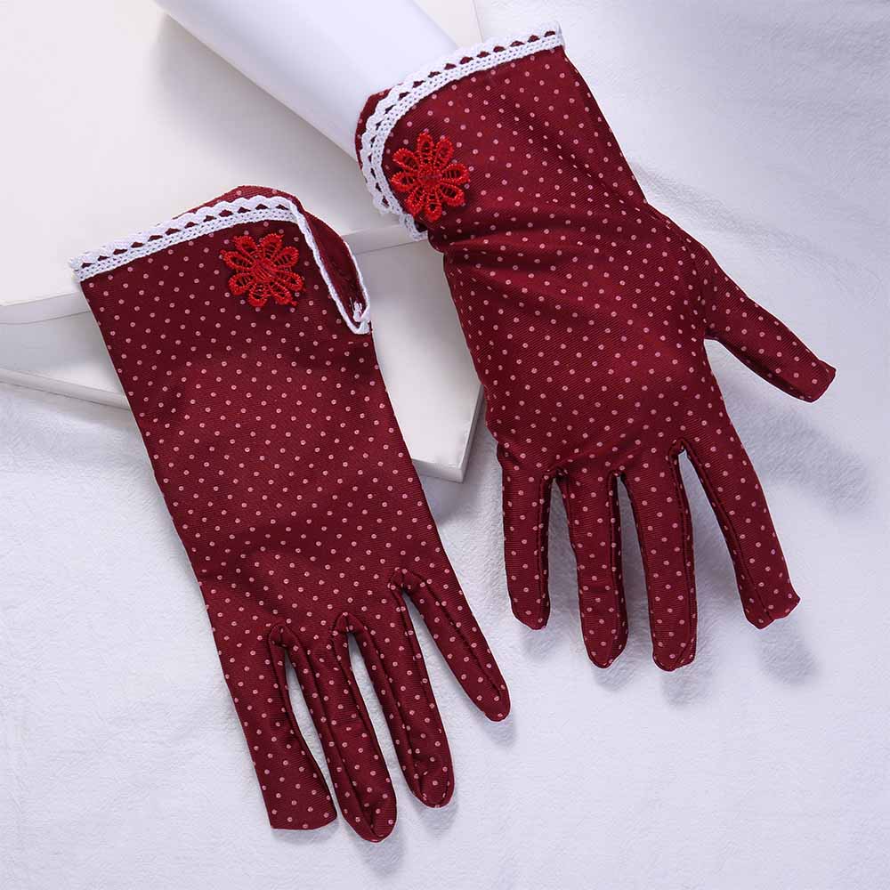 Spring Thin Breathable Spandex Anti-UV Lace Sunscreen Dots Gloves Driving Gloves Women Gloves красный