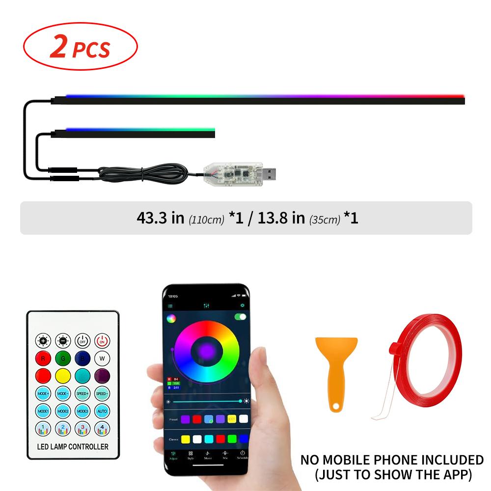 110cm  APP Control Car Ambient Lights LED Interior RGB Symphony Atmosphere Light  Acrylic Strips Dashboard Decoration Sunroof