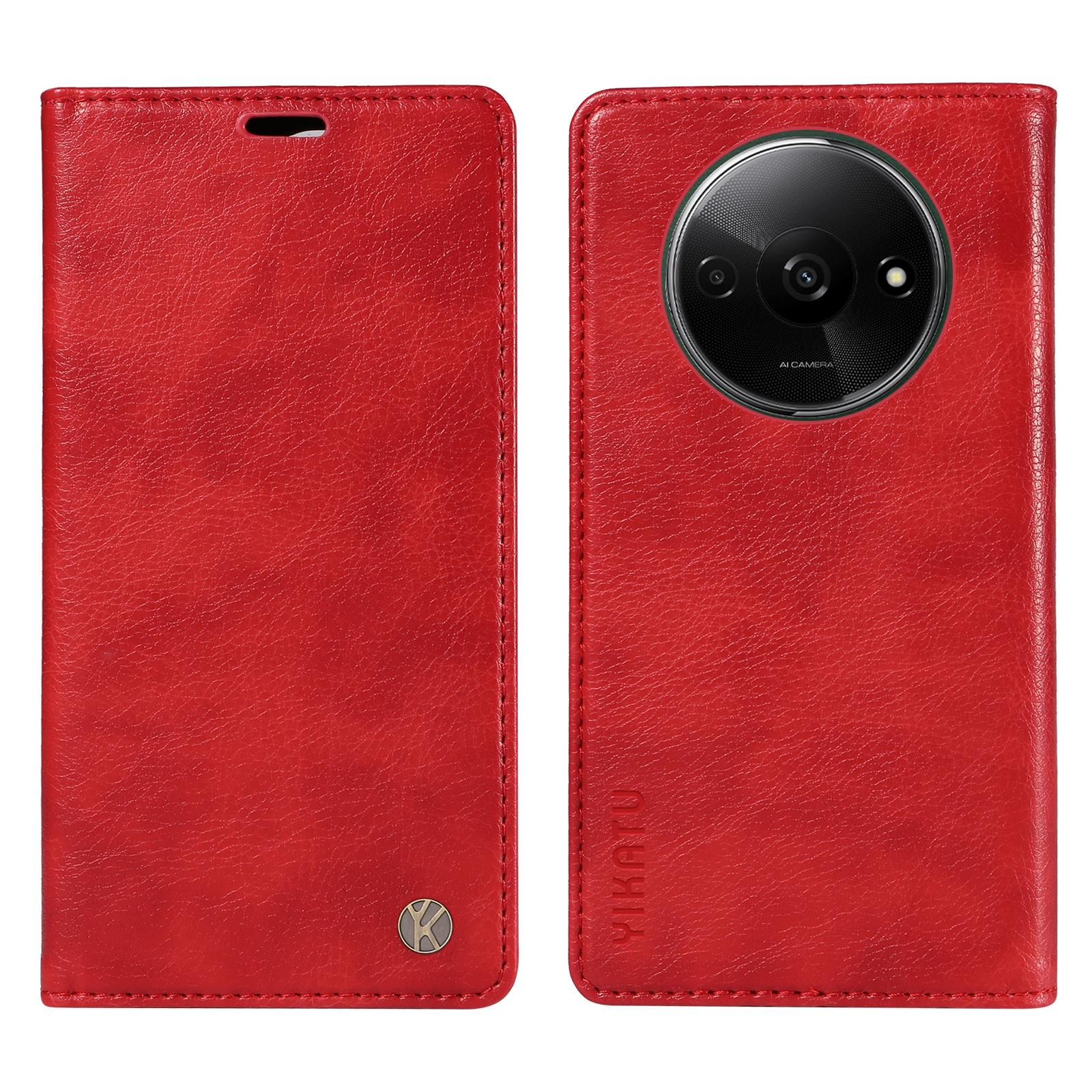 

YIKATU YK-006 Для Xiaomi Redmi A3 4G/Poco C61 4G Чехол Фолио из ПУ кожи с магнитной абсорбцией Чехол для телефона Red