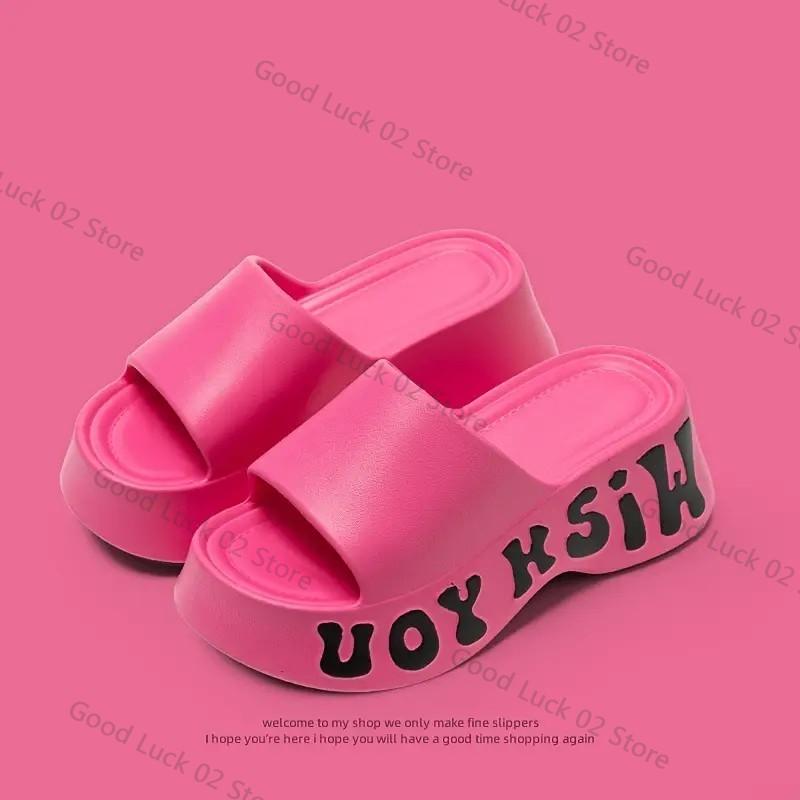 

Fashion New Fashion EVA Platform Slippers for Women 2025 Summer Letter Print Wedge Heel Sandals Woman Thick Bottom Non Slip Beach Slides 40-41 розы красного