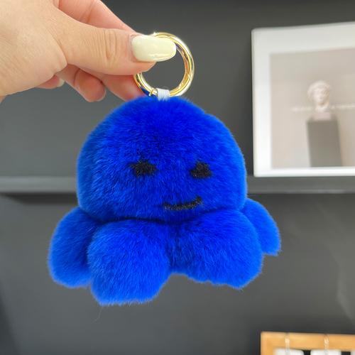 Real Rex Rabbit Hair Cute Little Octopus Bag Pendant Car Key Chain Doll Bag Wool Ball Creative Plush Hanger