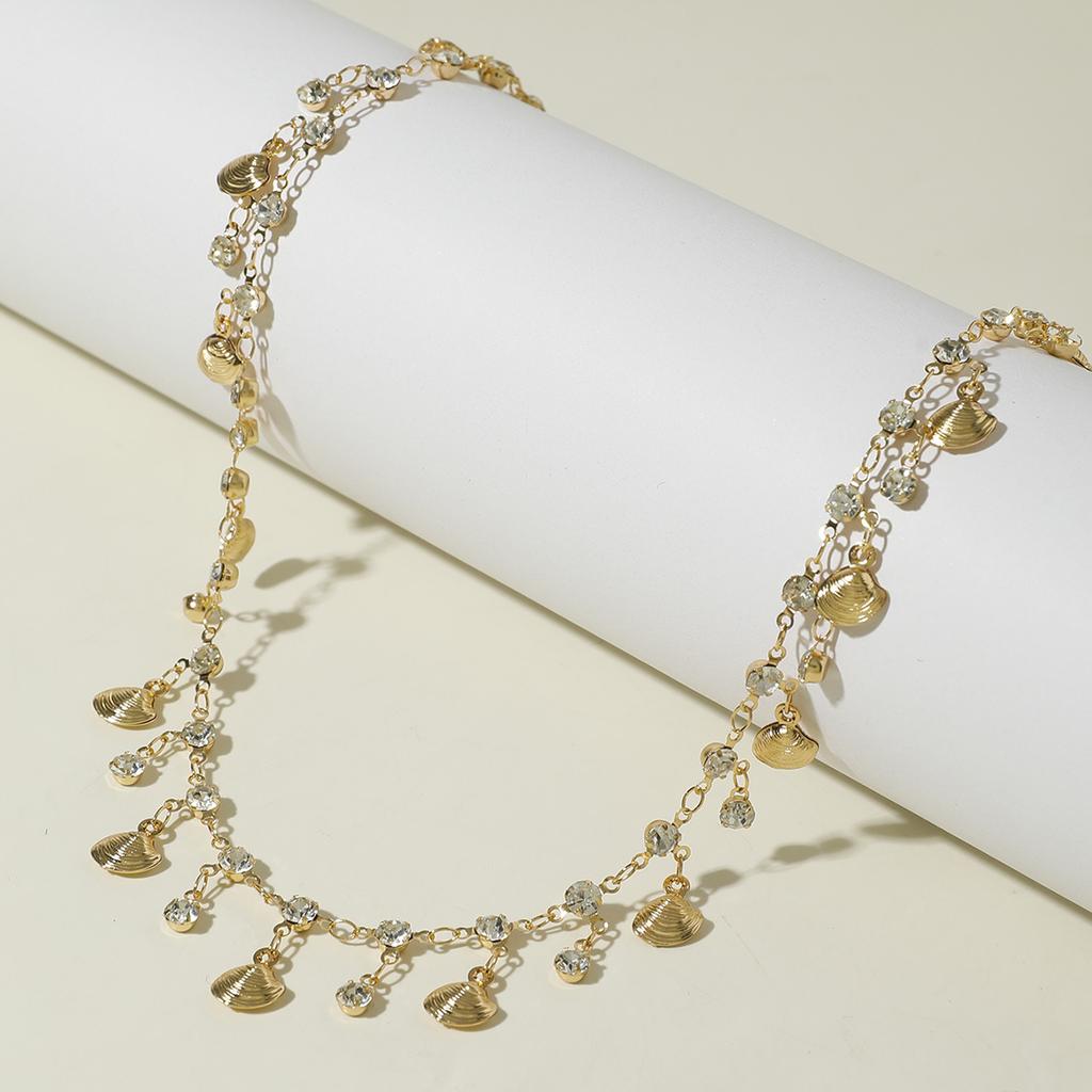 Nowy zielony cyrkon retro wysadzany diamentami krótki naszyjnik łańcuszek na obojczyk łańcuszek na szyję choker damski