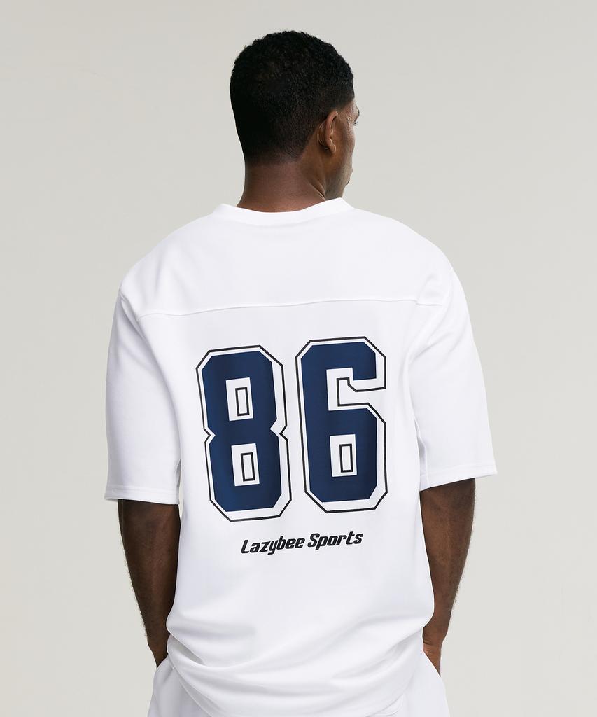 Leijibi Mixed Mesh Rugby Jersey Top Oversized Short Sleeve M Athletic Short Sleeve T-Shirt White