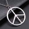 Big Peace Sign Pendant Necklace Simple Vintage Peace Symbol Pendant Necklace Metal Chain Long Chain Necklace