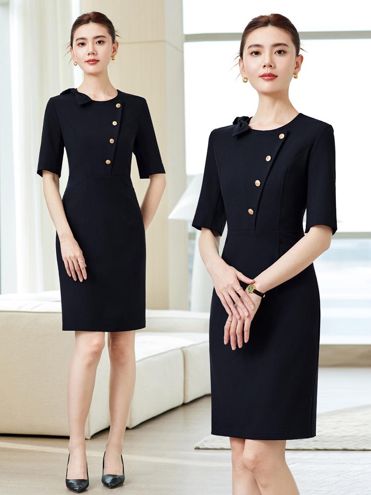 Elegant Slim-Fit Women's Professional Dress for Receptionists and Salon Workwear