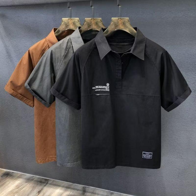 

Новая модная мужская рубашка-поло с воротником-поло с коротким рукавом, мужская модная брендовая футболка SummerTT, облегающая модная новинка, универсальный топ M чёрный