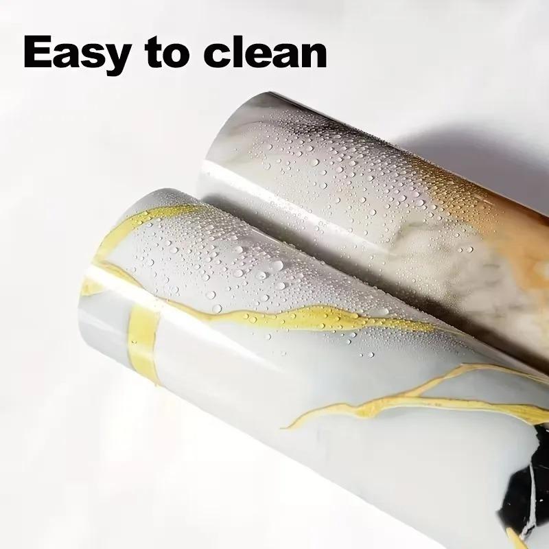 1 Roll 3D Waterproof and Antifouling Wall Sticker Self-Adhesive Marble Wallpaper 1 Roll Thick Foam for Bedroom and Living Room