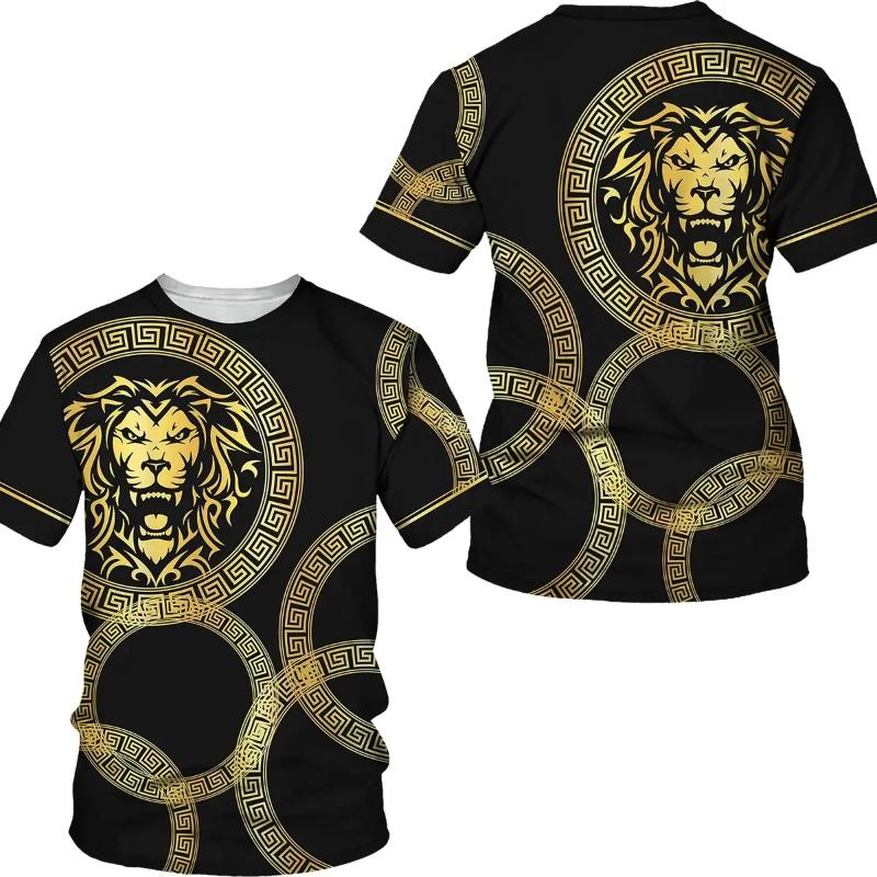 2022 Summer New Lion Head Pattern 3D Printing T-shirt Fashion Men's Street Casual Sports Shirt Men's O-neck Oversized T-shirt