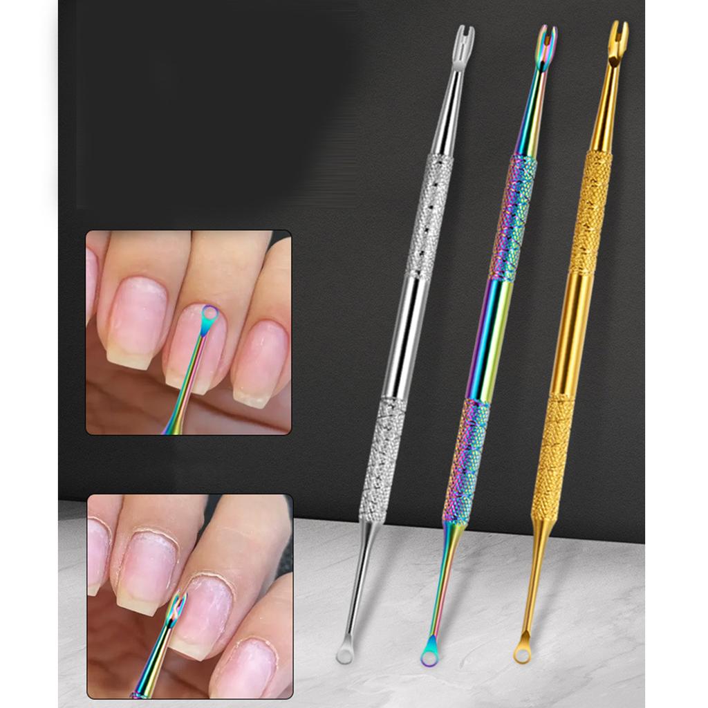 Nagelhautschieber Nagelhautentferner Nagelhauttrimmer Kreisförmiger Nagelreiniger Doppelseitige Metall-Maniküre-Pediküre-Werkzeuge