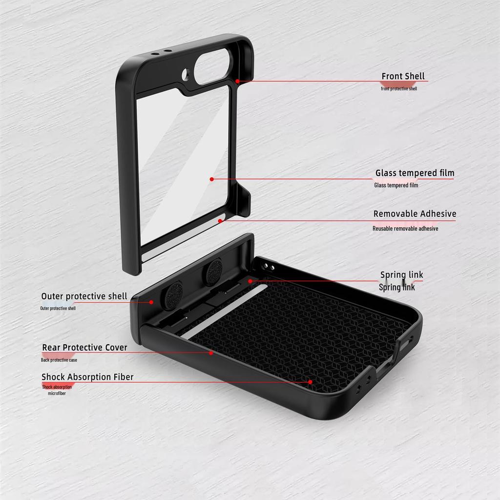 Samsung Z Flip6 Full Wrap Checkered Phone Case with Lens Film and Spring Anti-Fall Protection