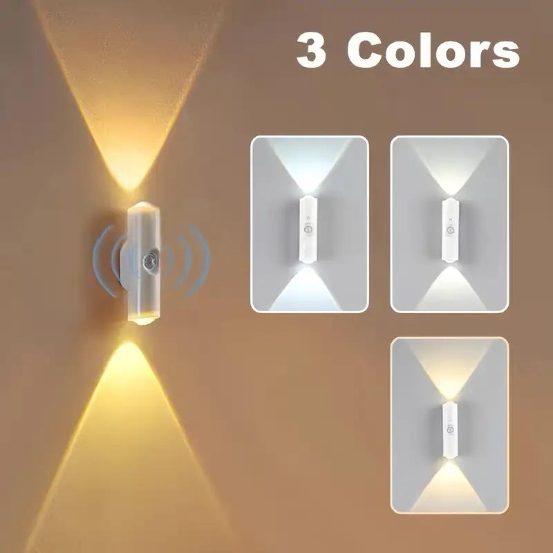 1/2/3pcs Walnut Color LED Smart Light Motion Sensor Charging LED Wall Light Suitable for Corridors Kitchens Wardrobes Bedrooms