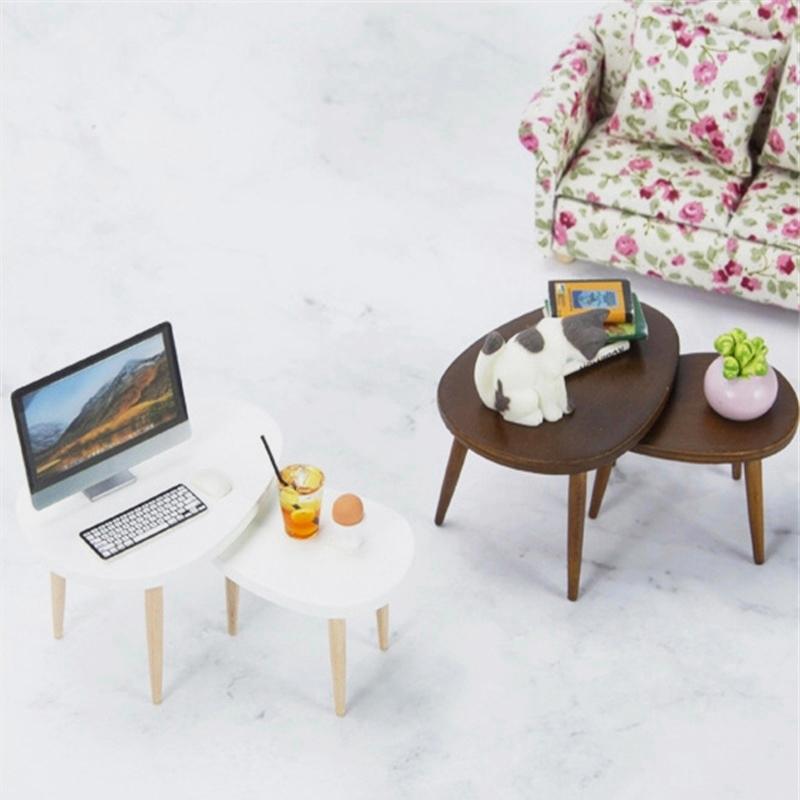 1Set 1:12 Dollhouse Triangle Coffee Table Computer Desk Tea Table Home Decor Toy