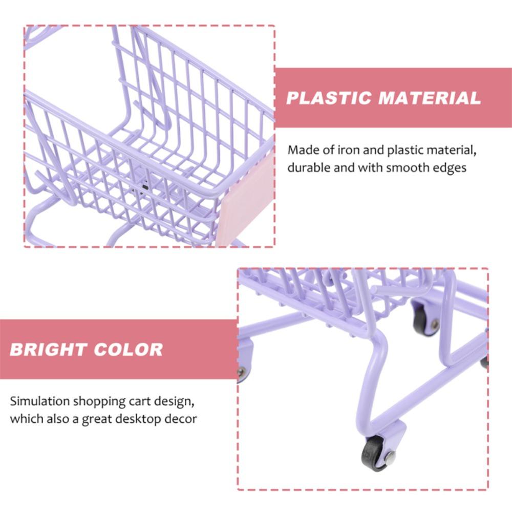 Model Shopping Cart Storage Hollow Toy Trolley Container Desktop Stationery Holder  Desktop