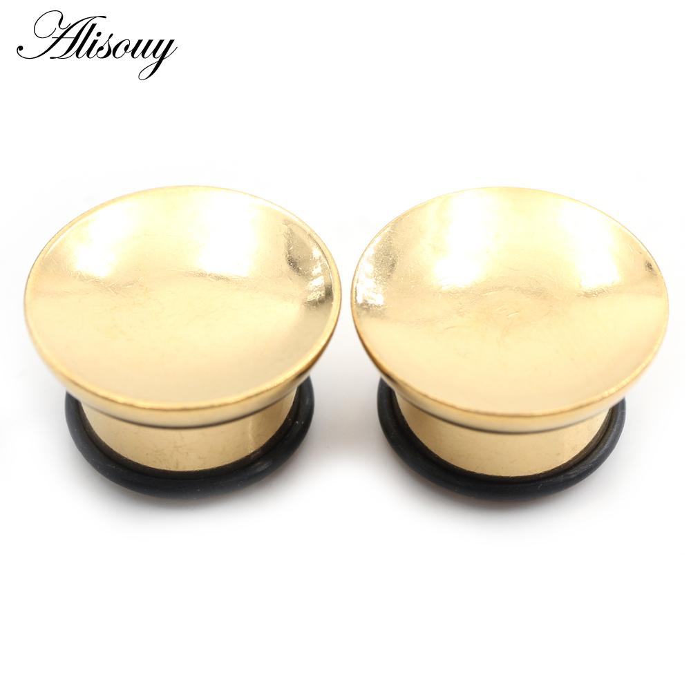 Alisouy 2 Stück konkave, hohle, schalenförmige Ohrstöpsel aus Edelstahl, ausgestellte Ohrstöpsel, Expander, Keilrahmen, Messgeräte, Piercing, Körperschmuck