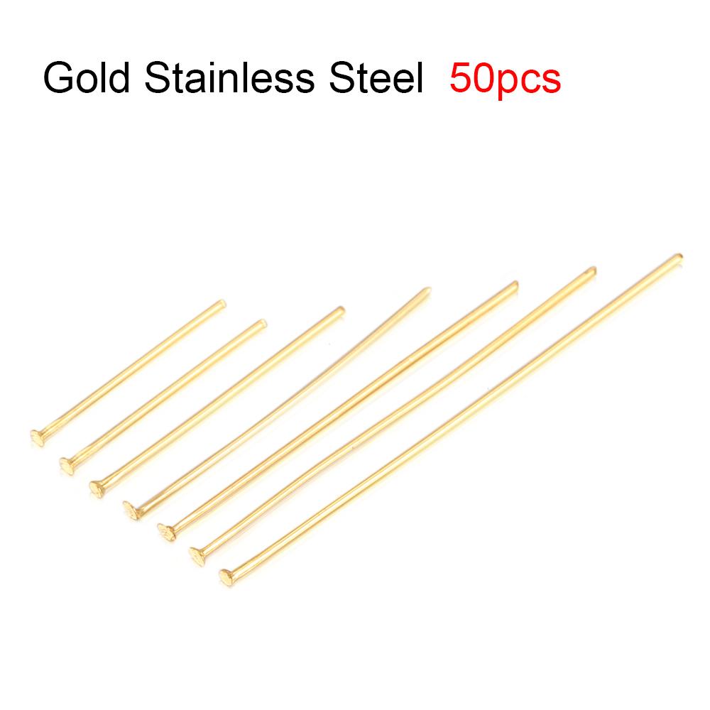 50-100pcs Stainless Steel Heads Eye Flat Head Pin Gold Silver Plated Ball Head Pins Findings For Jewelry Making  Accessories