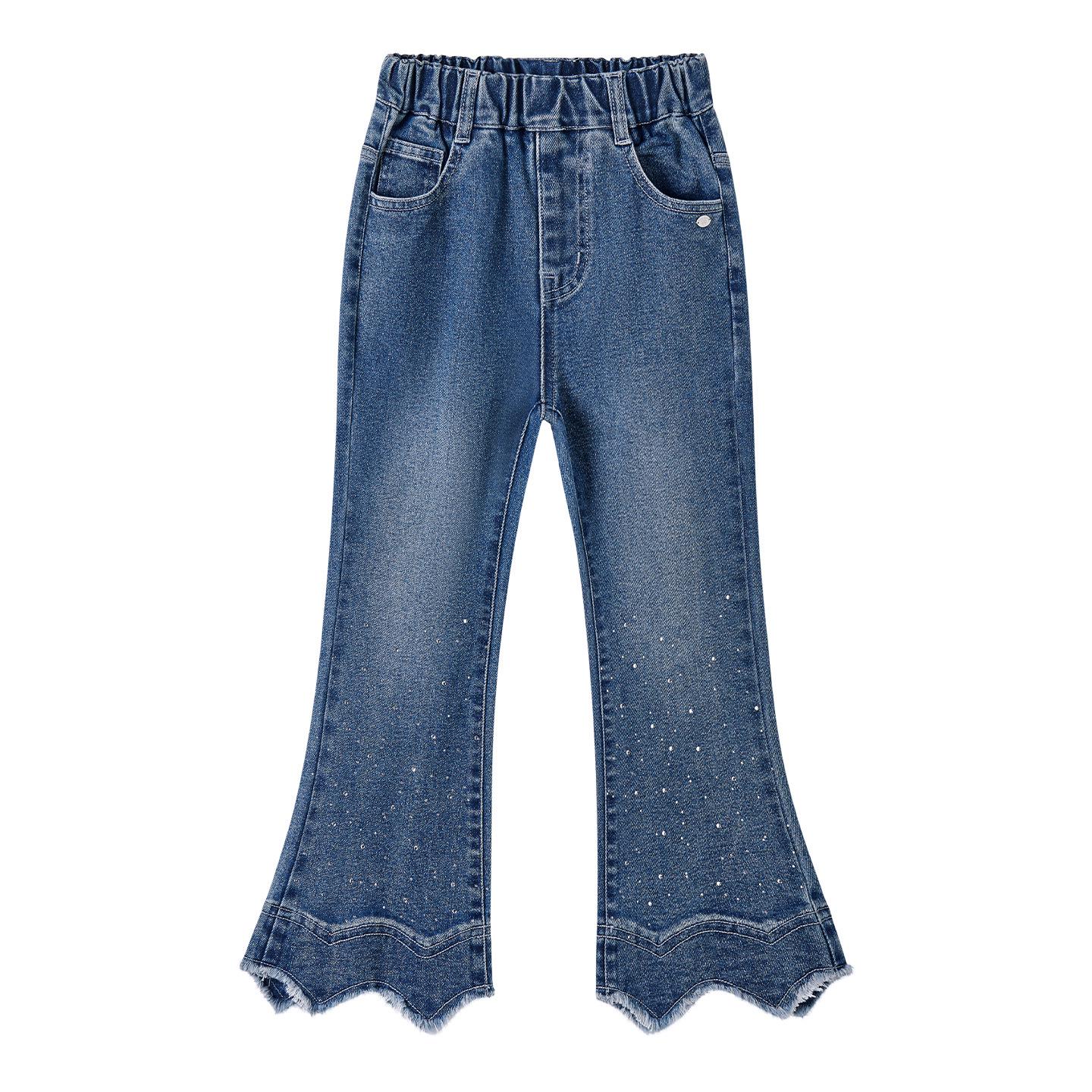 

Princess Elsa Heart-Shaped Girls Straight-Leg Jeans - Spring 2025 Collection, Loose Versatile Long Pants 160 cm