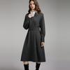 ELLE French Minimalist Elegant Two-Piece Dress With V-Neck Long Sleeves Women dress Dark-Gray EL49588