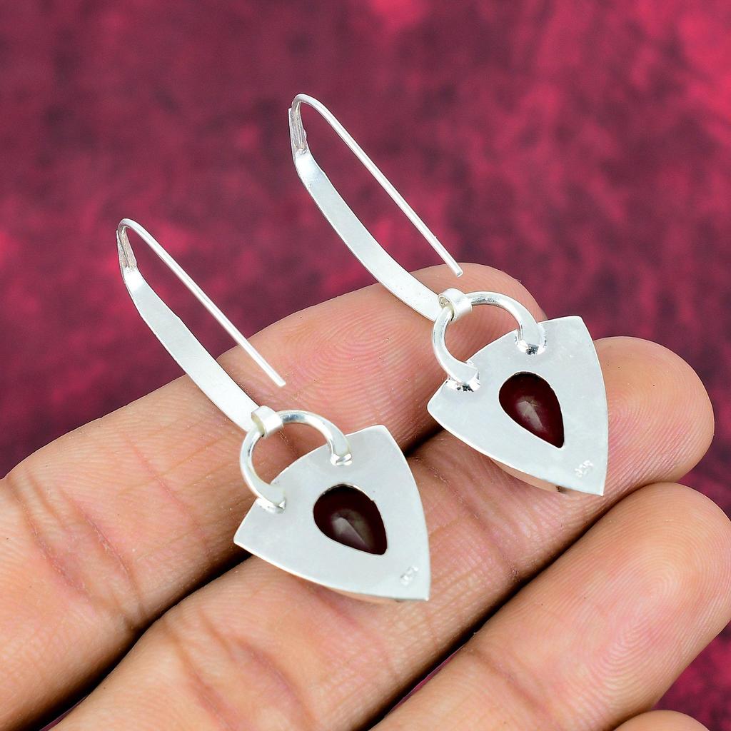 Red Garnet Jewelry, 925 Solid Sterling Silver Earrings, Handmade Gemstone Jewelry Earrings For Memorial Day