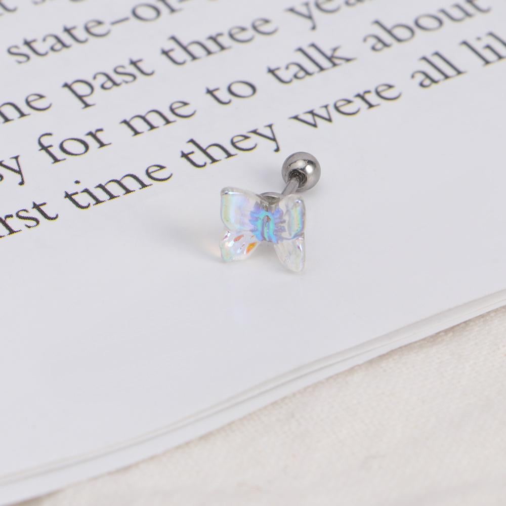 Geometric Transparent Women Titanium Steel Rainbow Stud Earrings Tragus Earrings Butterfly