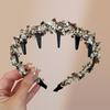 Wavy Headband Tweed Texture Non-Slip Braided Toothed Design Hair Hoop Women Volume-boosting Headband