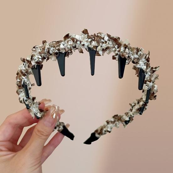 Wavy Headband Tweed Texture Non-Slip Braided Toothed Design Hair Hoop Women Volume-boosting Headband