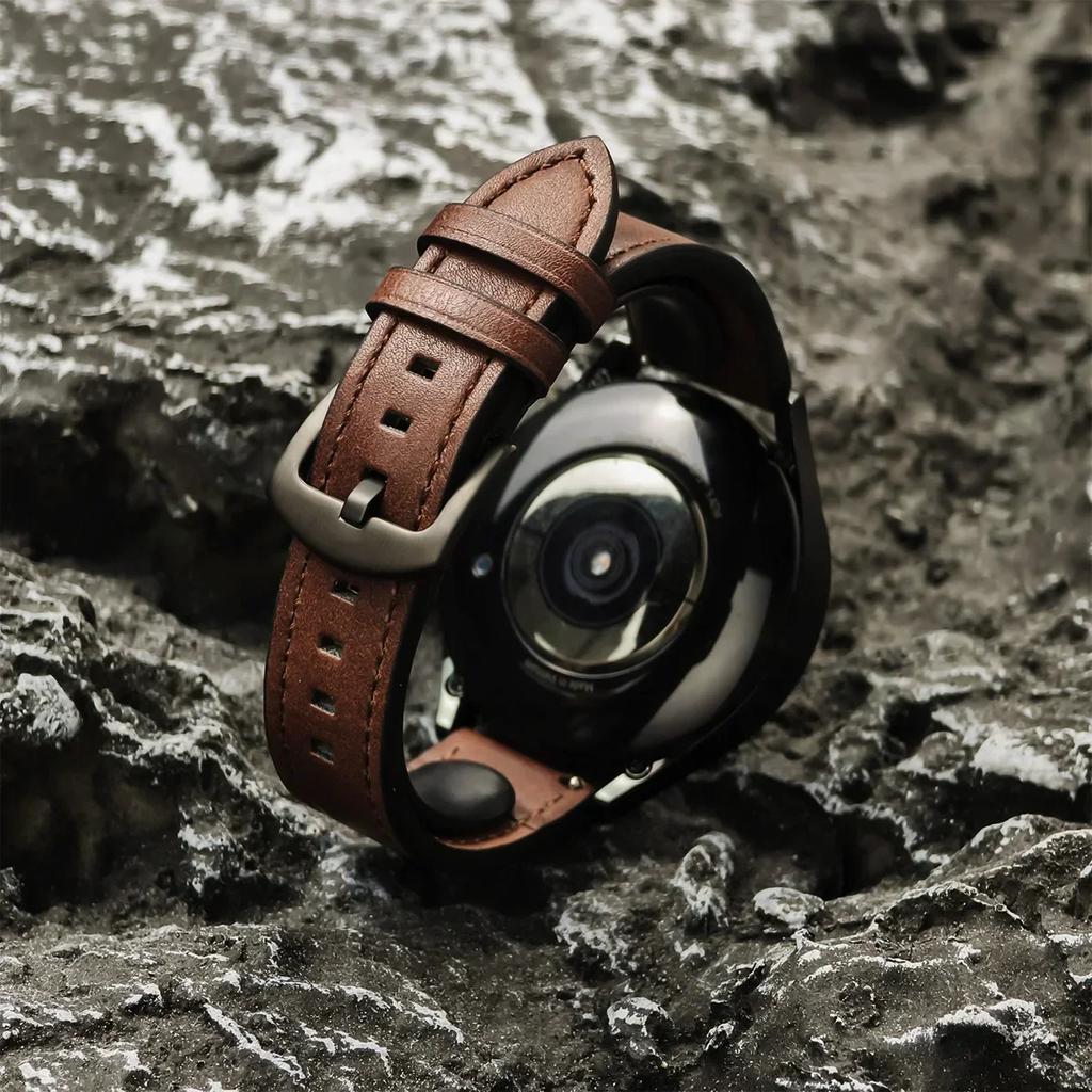 20mm 22mm Leather Strap for Samsung Galaxy Watch 7 6 5 4 40 44mm Gear Band Vintage Bracelet for Xiaomi Redmi Watch 5 Lite/Active