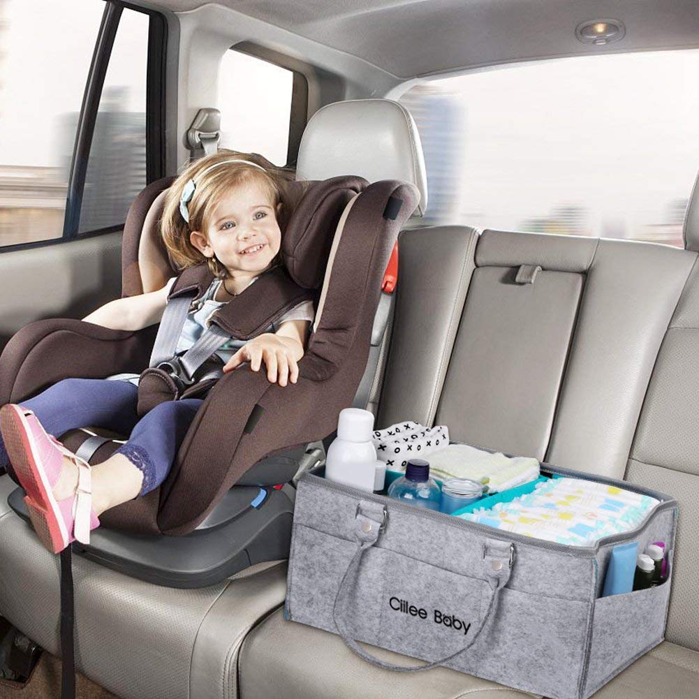Ciilee Baby Diaper Storage Large Capacity with Detachable Foldable Baby Storage Car Travel Small Portable Baby Supplies Organizer Compartments Bag,