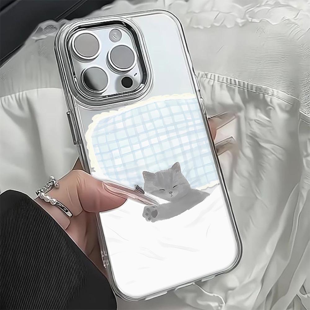 Schlafende Katze Handyhülle Für iPhone 17 Pro Max Hülle iPhone 11 13 14 12 15 16E Pro Max 17E Air Klare Rückseite Stoßfänger Funda