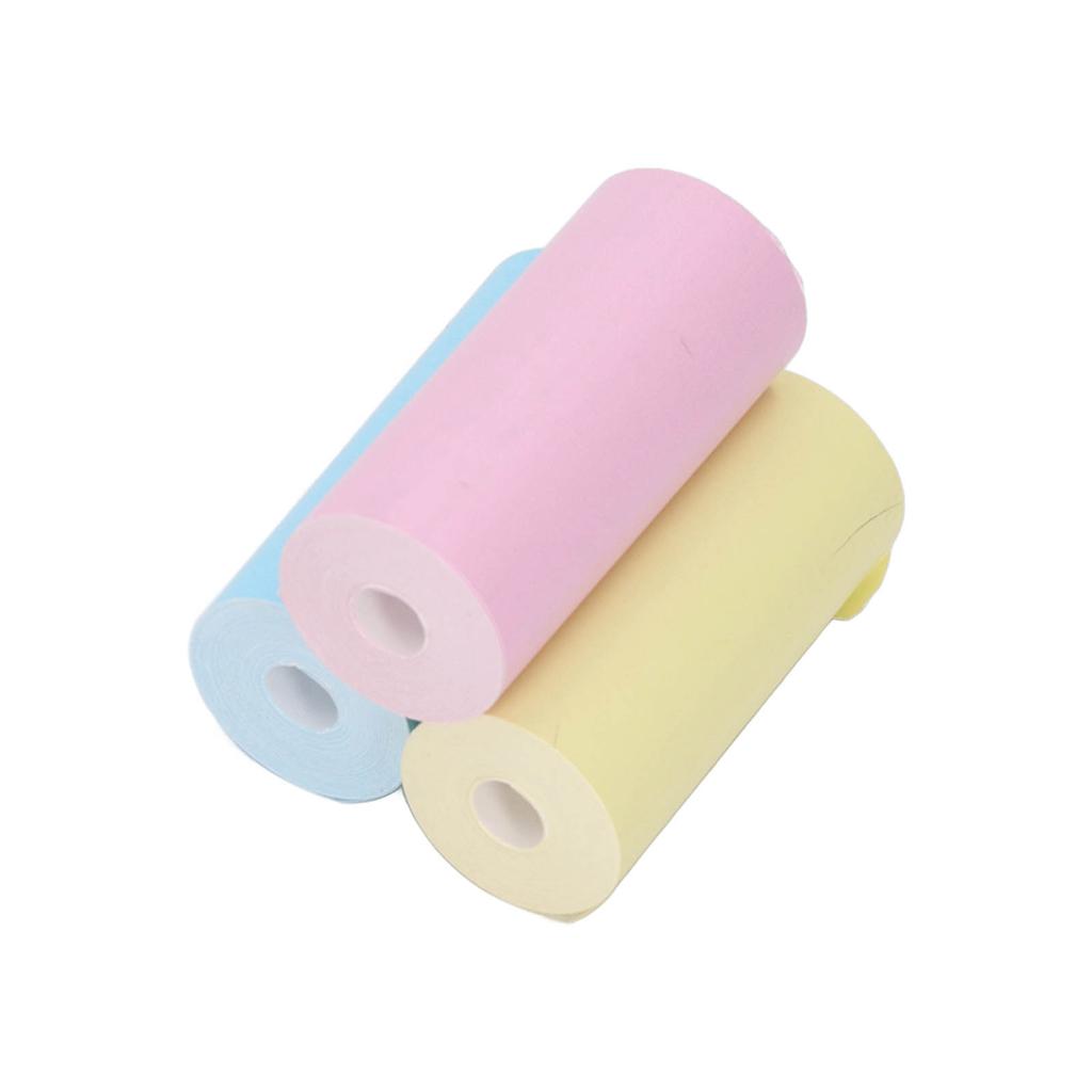 3 Roll Thermal Printer Paper Mini Thermal Print Paper Toll Yellow Blue Pink for Label Photo 57x25mm