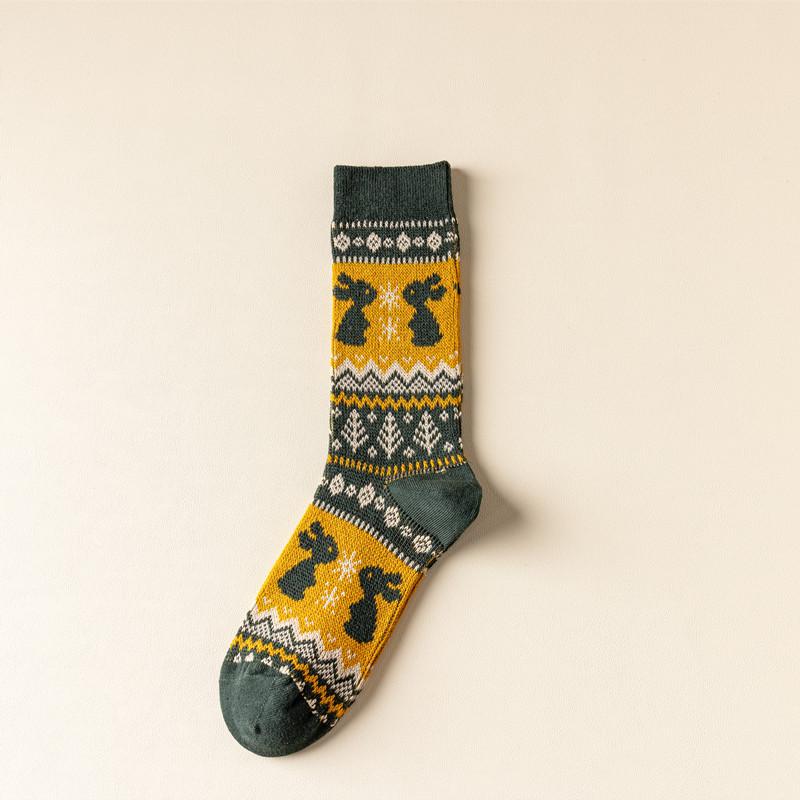 Winter Coral Fleece Cartoon Calf Socks Thickened Long Tube Warm Knee Floor Socks