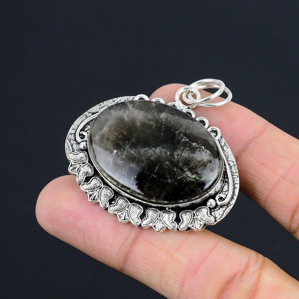 Oval Fume Agate Stone 925 Silver Mother Artisan Anniversary New Pendant Jewelry