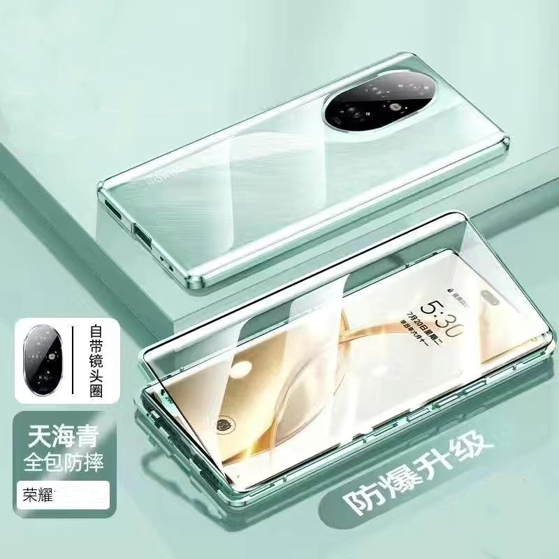 Funda Completa 360 Para Honor 200 Pro Funda Para Honor 200 100 Adsorción Magnética Doble Cara Cubierta Protectora de Vidrio Templado Metálico