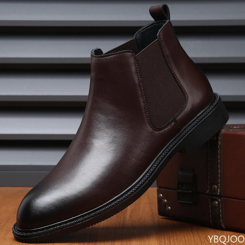 Fashion Men Chelsea Boots Leather Luxury Brand Male Ankle Shoes Casual Handmade Men Chelsea Boots Formal Dress Slip On Shoes