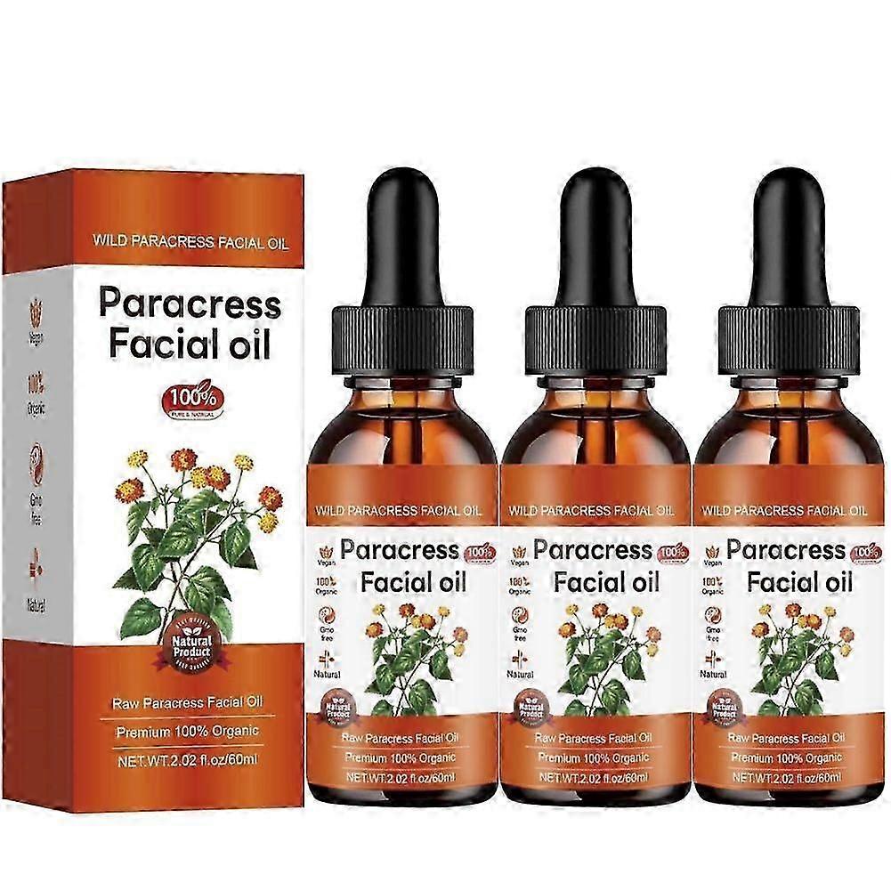 3X Raw Paracress Facial Oil, Pure Organic Paracress Facial Oil, Paracress Anti-Wrinkle Serum, Smooth Fine Lines And Wrinkles