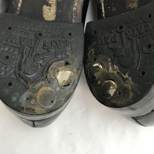 EATON Royal Sceptre Leather U-Tip Shoes 70s-80s Made in England Size 26.0 Black Vintage Business Dress Shoes(USED)